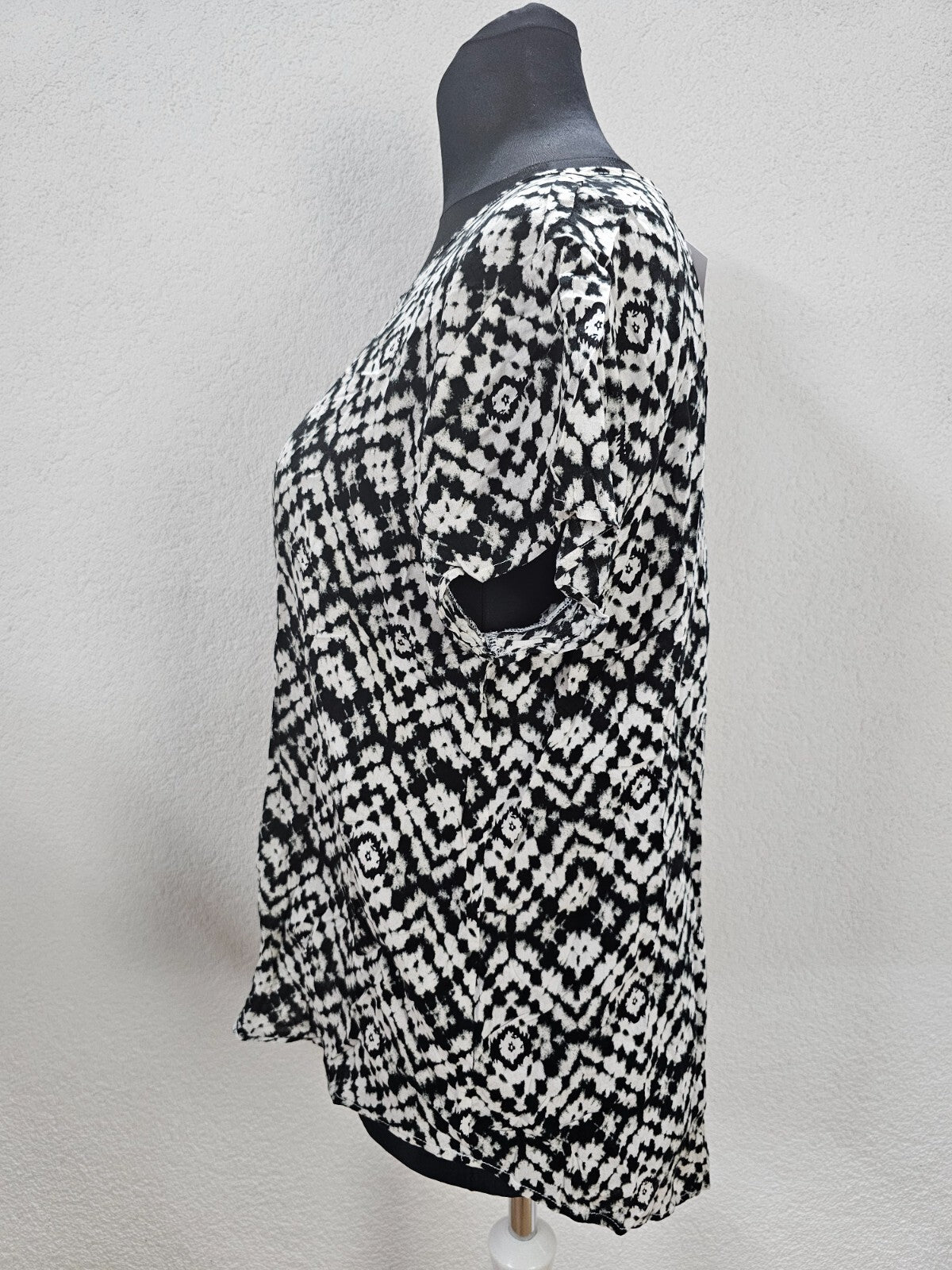 EK0223 Damen Bluse von Up Fashion, schwarz/weiß, Gr. L2