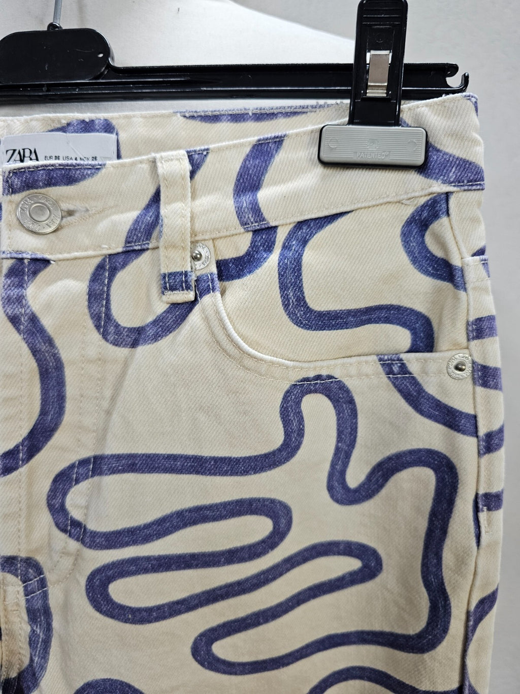 EK6197 Damen Hose von Zara, beige/blau, Gr. 365