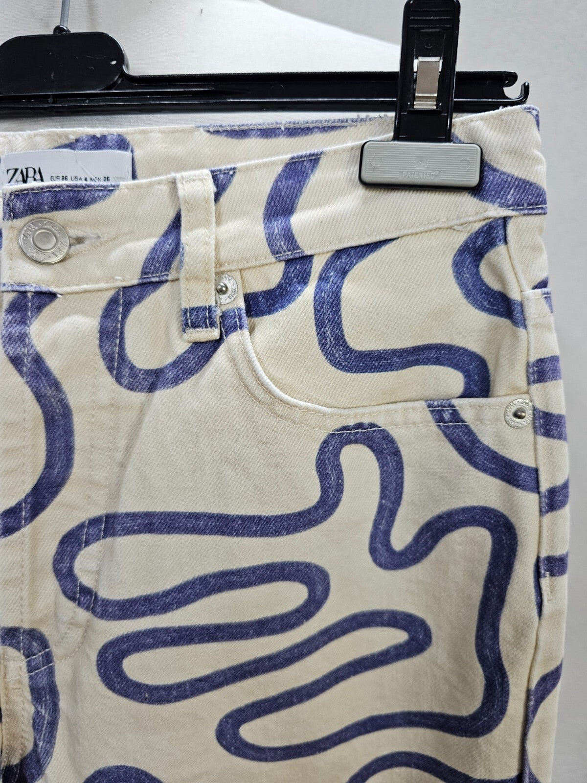 EK6197 Damen Hose von Zara, beige/blau, Gr. 365