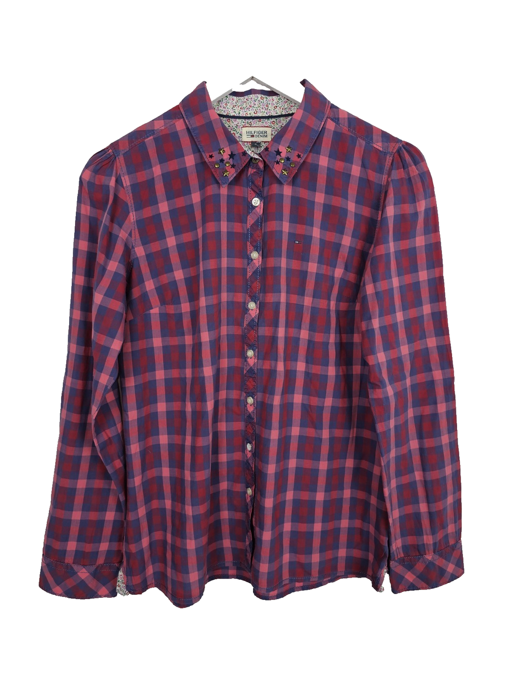 EK7559 Damen Bluse von Tommy Hilfiger, rot-blau, Gr.L0