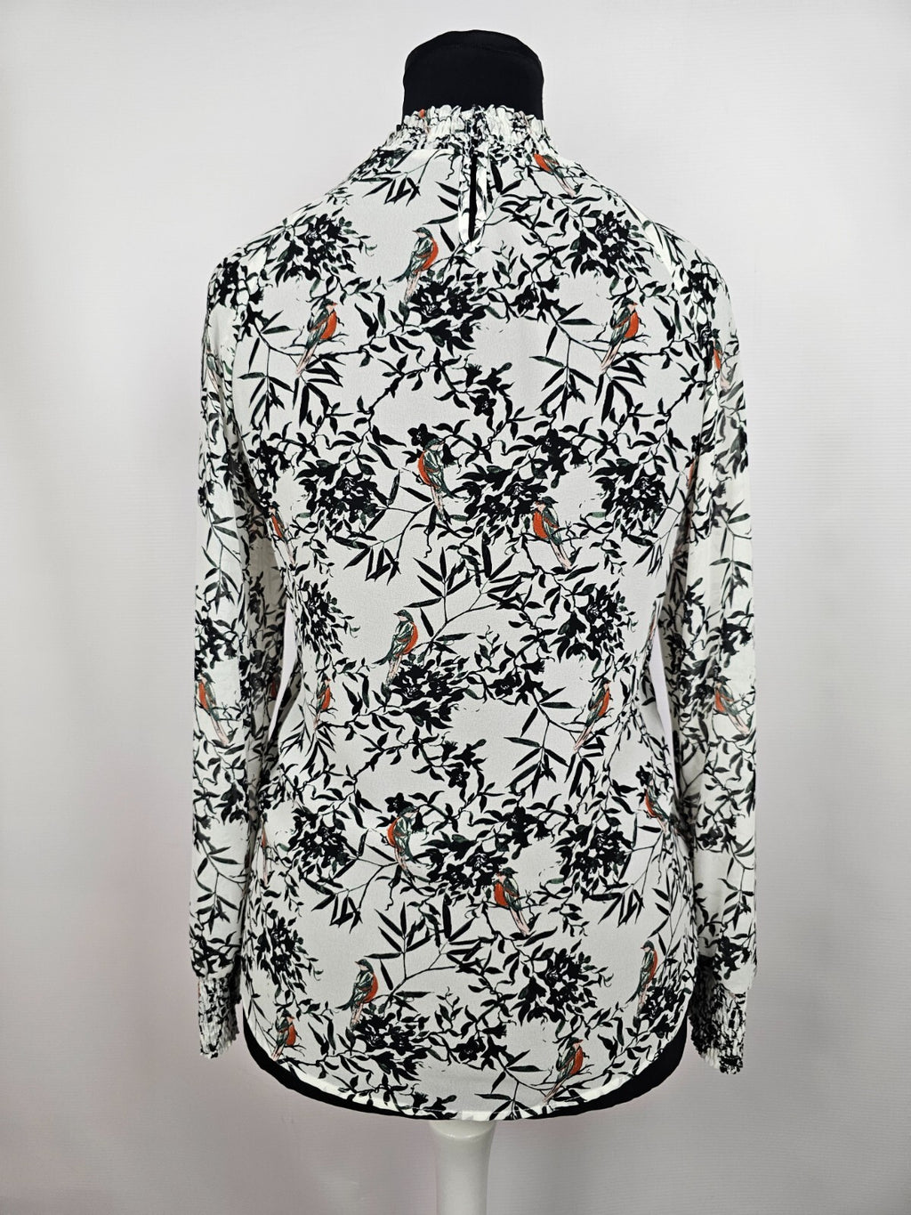 EK5430 Damen Bluse von Yessica C&A, weiß mit grün-rotem Muster, Gr.384