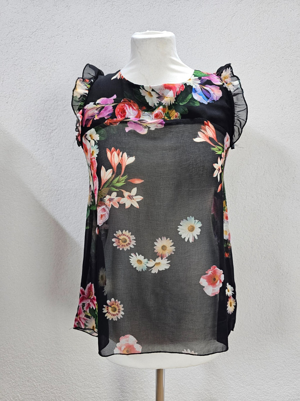 EK6099 Damen Bluse von Imperial, schwarz, Blumen, Gr. S0