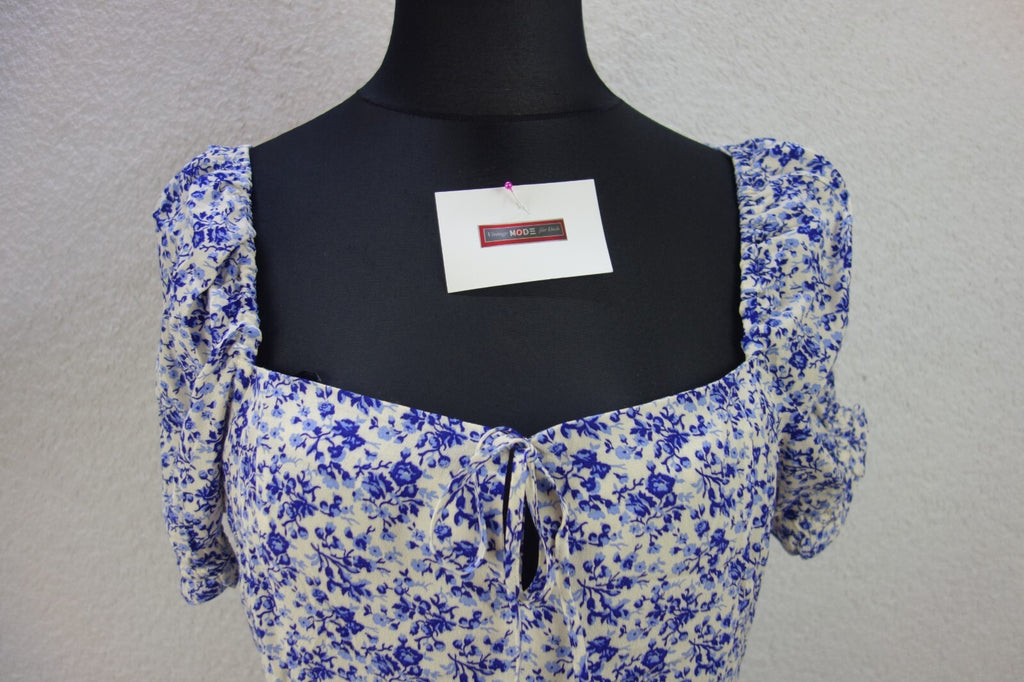 EK4069 Damen Bluse von H&M, blau, weiß geblümt, Gr. XL2