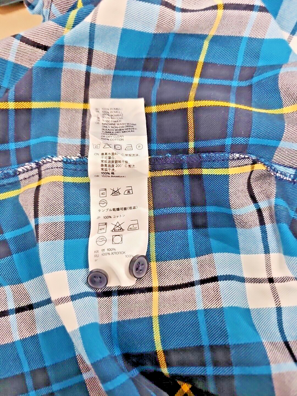 EK 4434 Bluse H&M Karriert Türkis Schwarz Gr S 100% Baumwolle4