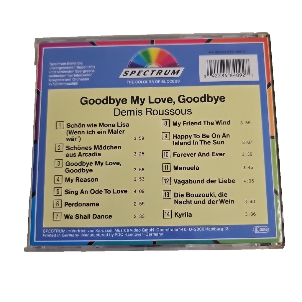 EB3125 Demis Roussos - Goodbye, My Love, Goodbye - CD - Spectrum2
