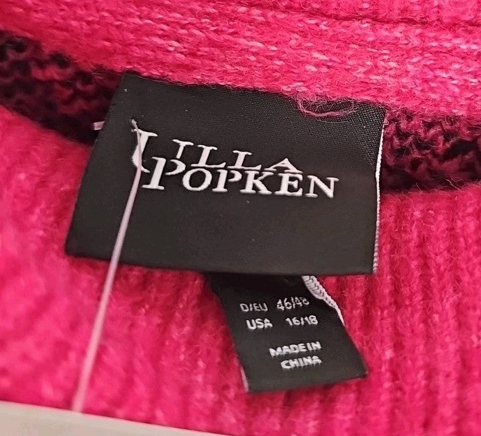 EK8971 Damen Kleid von Ulla Popken, schwarz-pink, Gr.461