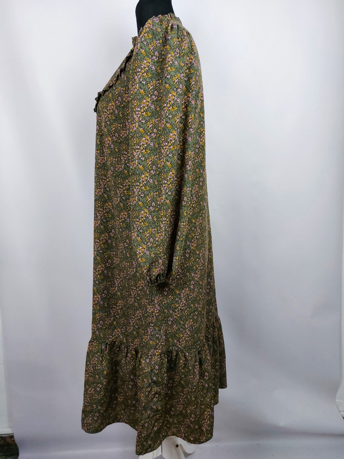 EK4910 Damen Kleid von Loavies, grün, rosa/gelb geblümt, Gr. L4