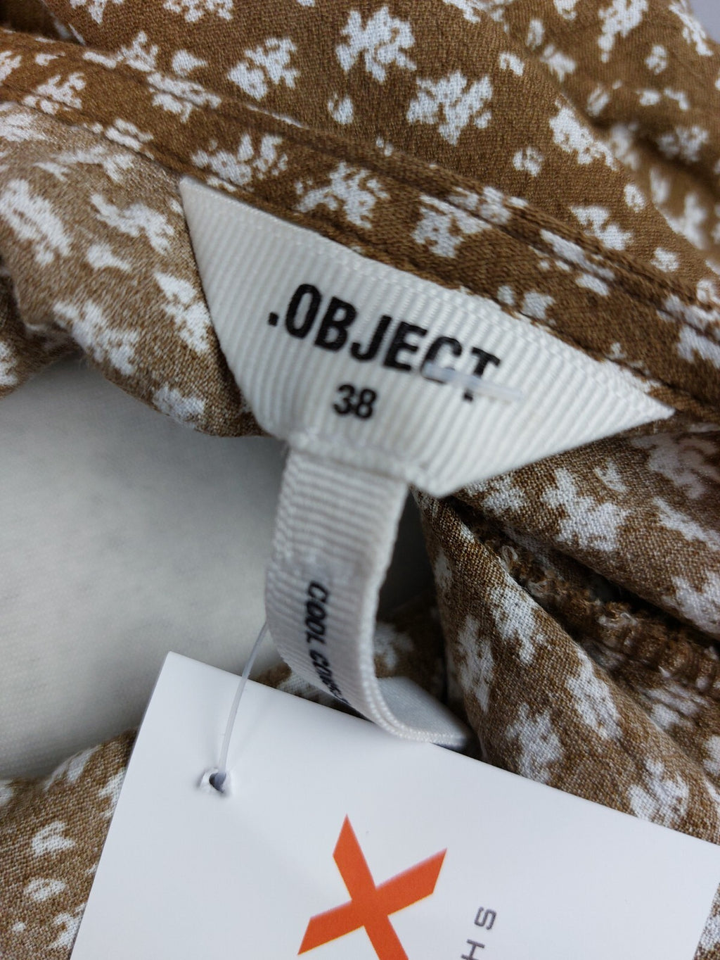 EK4669 Damen Kleid von Object, braun/weiß, Gr. 386