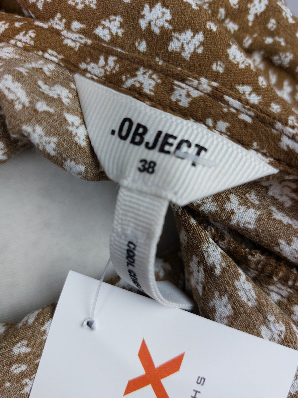 EK4669 Damen Kleid von Object, braun/weiß, Gr. 386