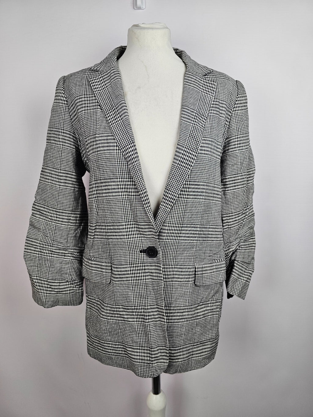 EK0752 Damen Blazer von Hallhuber, schwarz/weiß kariert, Gr. 380