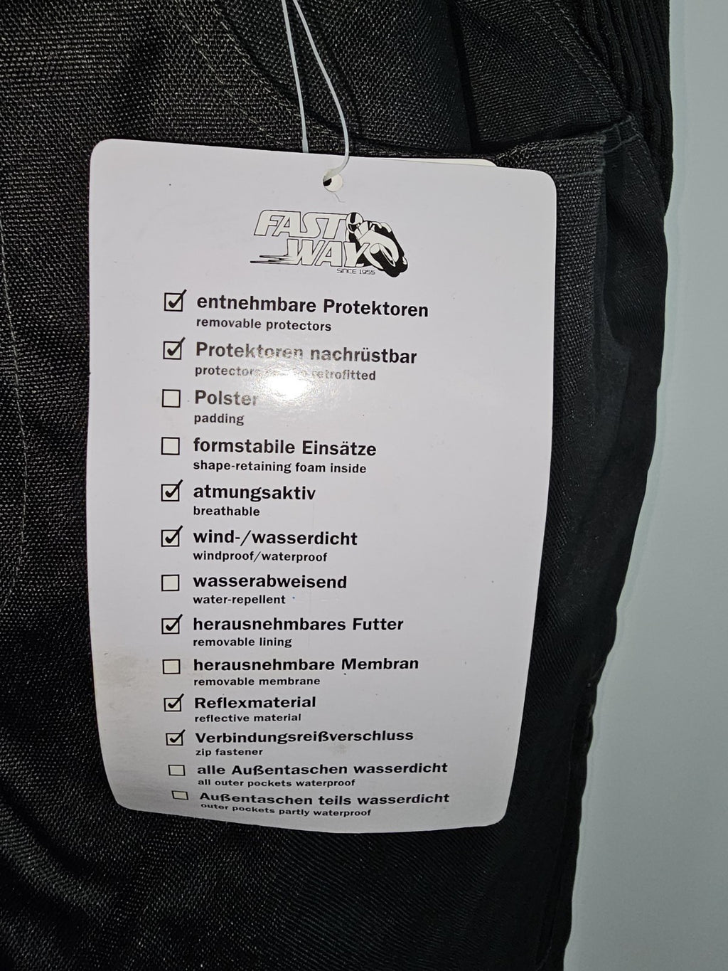 EK8031 Motorrad Prozektoren Anzug von Fastway, Schwarz,  Gr. 565