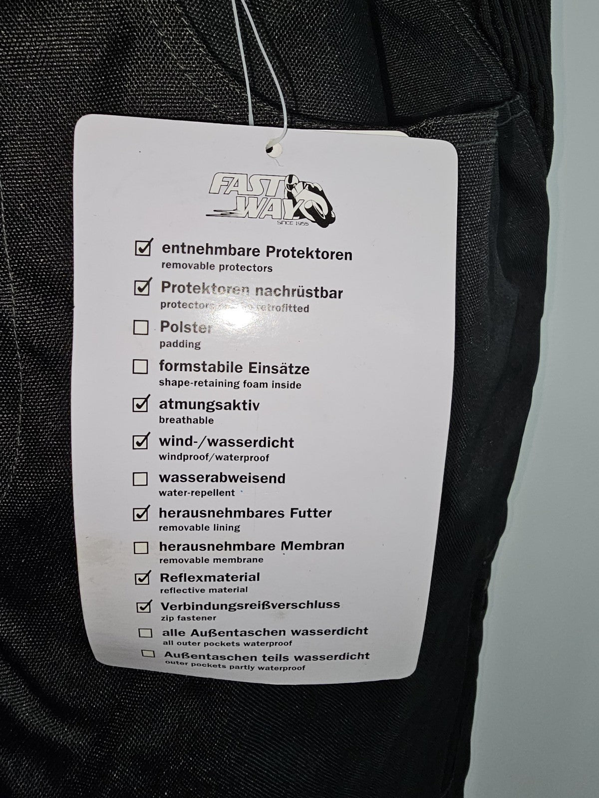 EK8031 Motorrad Prozektoren Anzug von Fastway, Schwarz,  Gr. 565