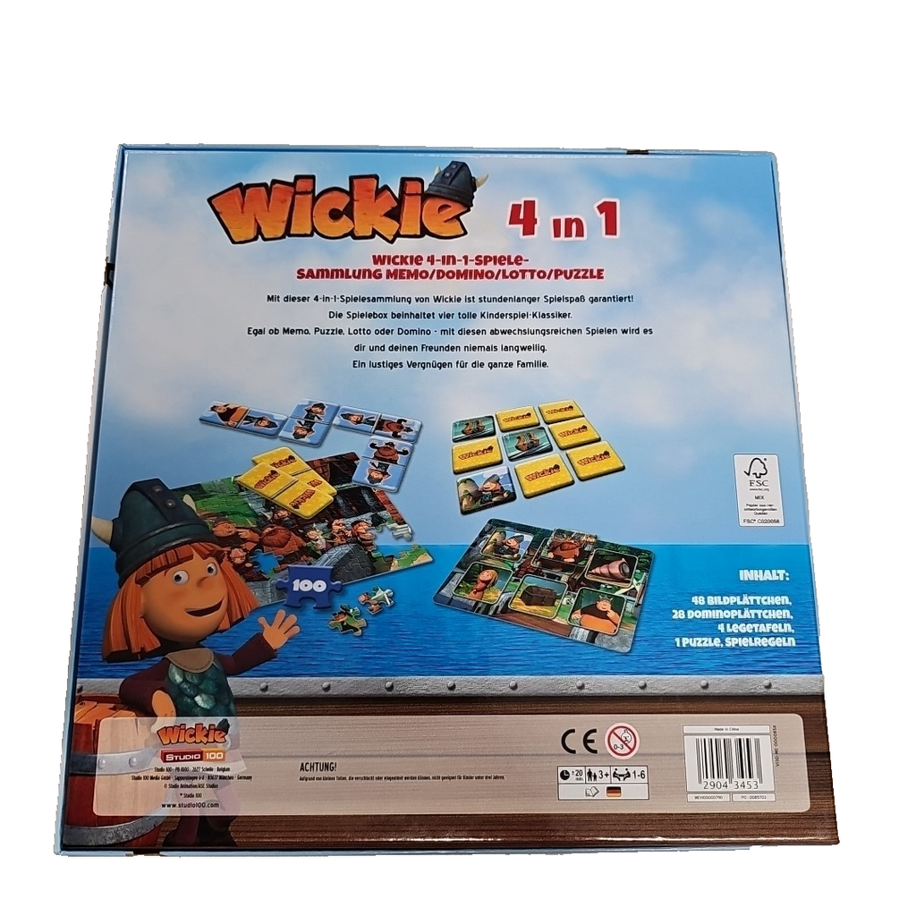 EB3113 Wickie, 4 in 1, Puzzle, Lotto, Domino, Memo, ab 3 J. Studio 1001