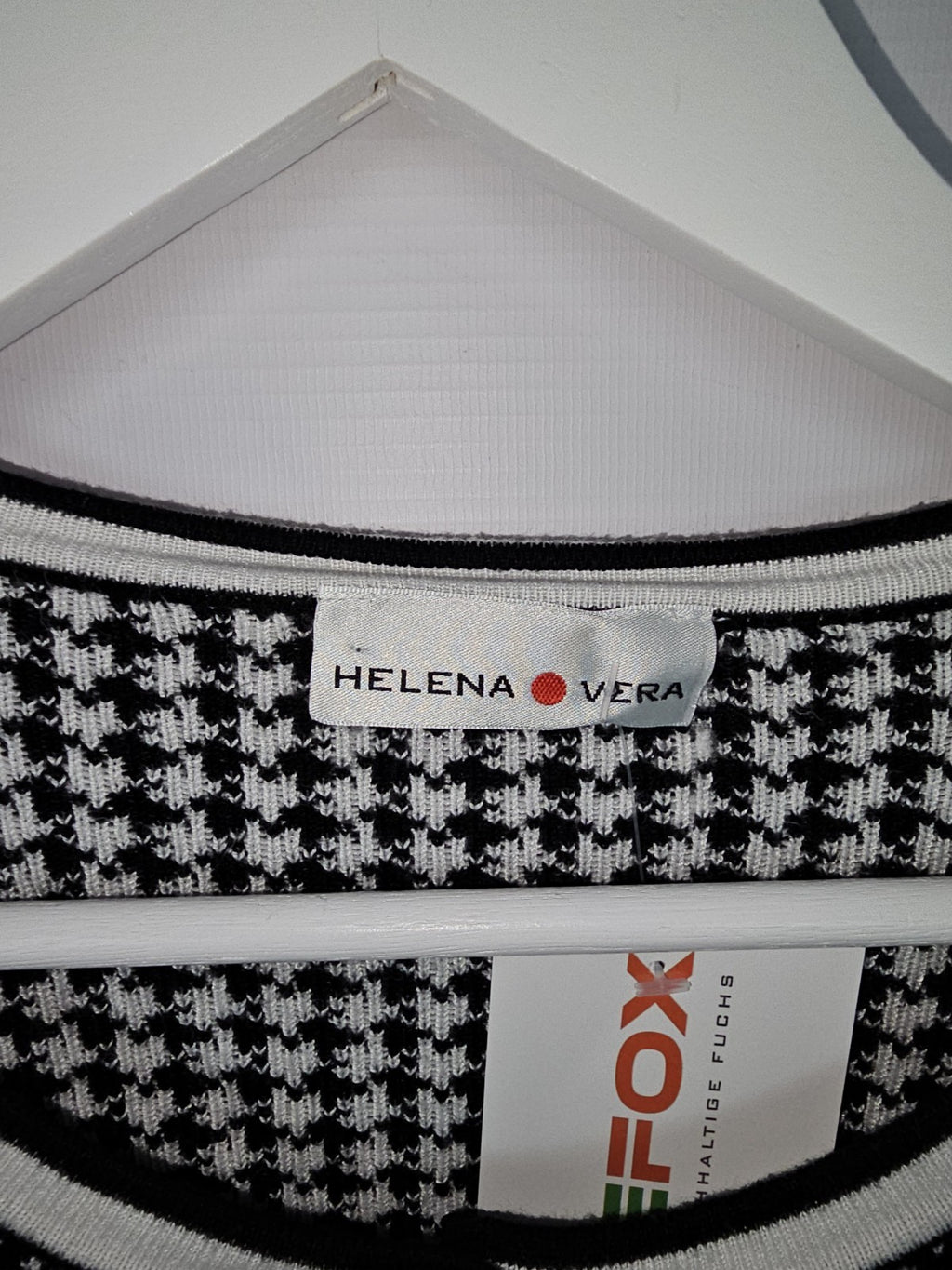 EK9392 Damen Strickjacke von Helena Vera, Schwarz/Weiß, Gr. 462