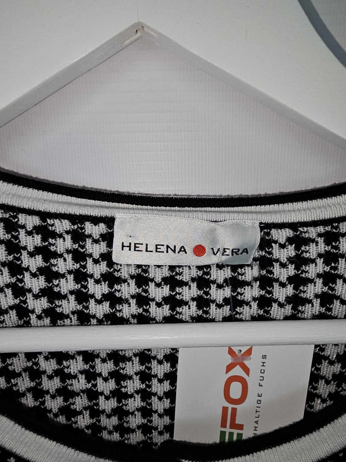 EK9392 Damen Strickjacke von Helena Vera, Schwarz/Weiß, Gr. 462
