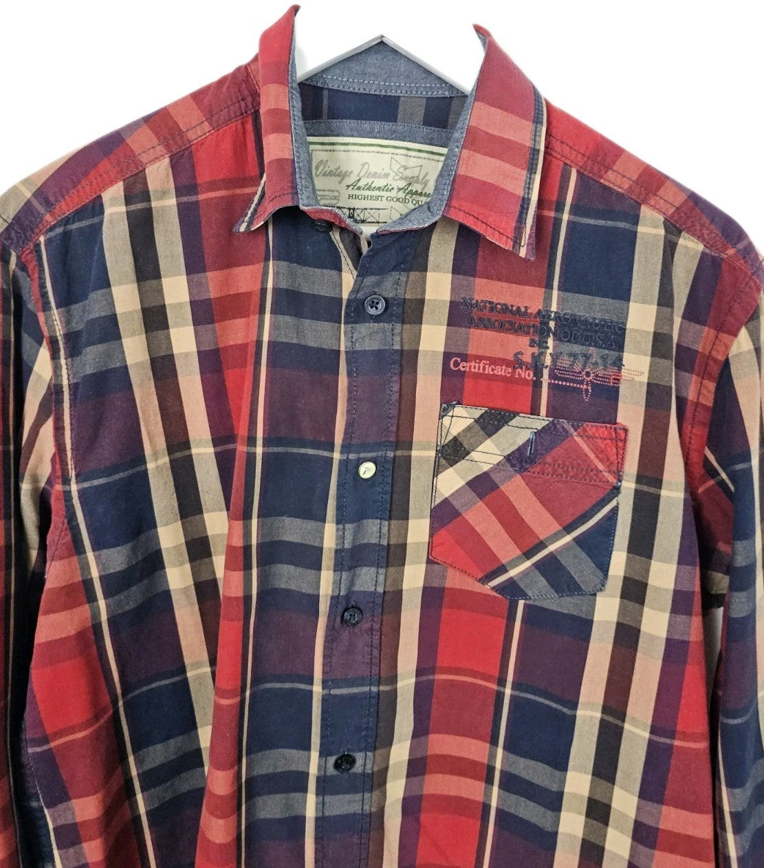 EK8993 Herren Hemd von Pioneer, rot/blau, Gr.M1