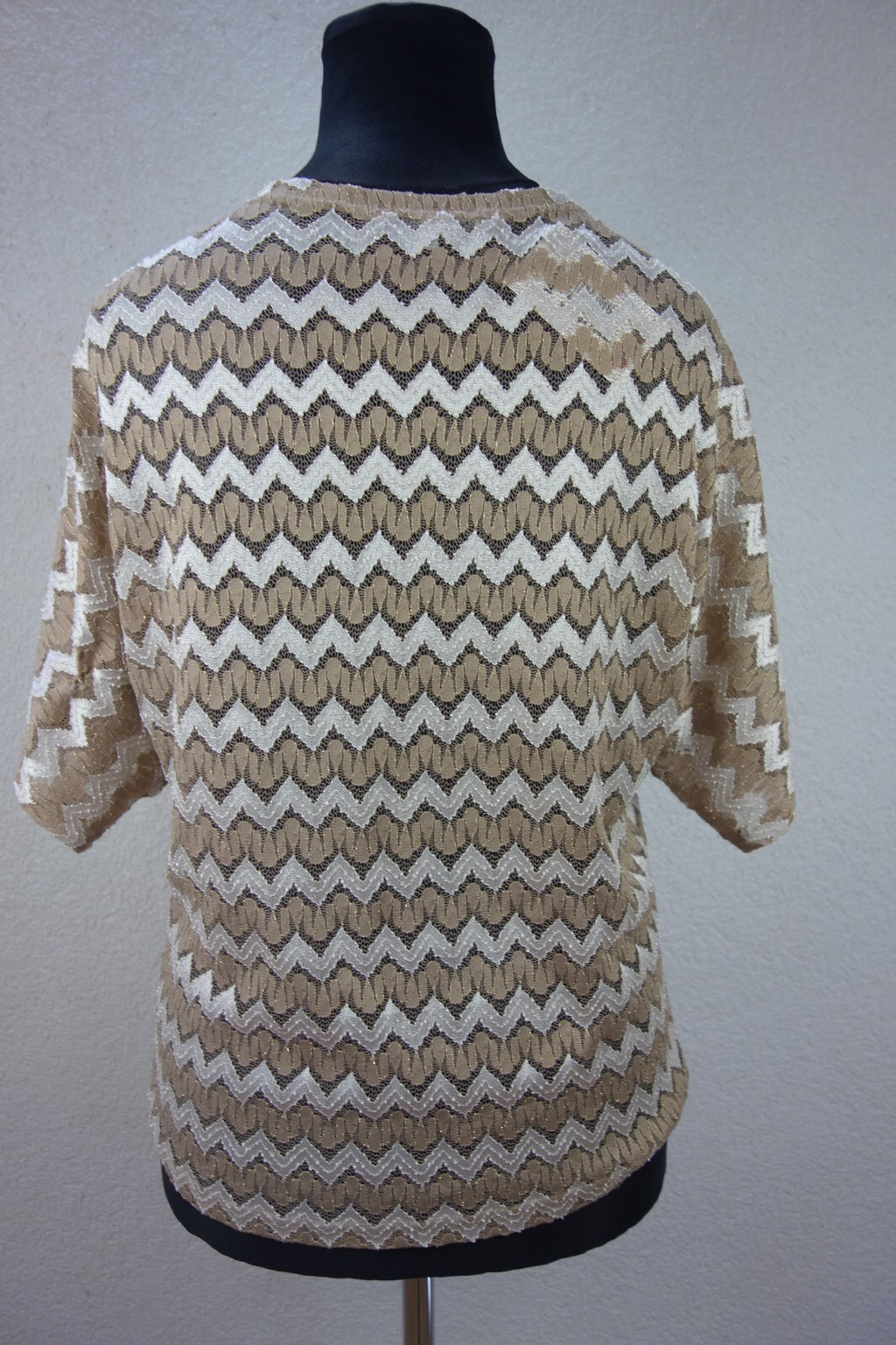 EK1064 Damen T-Shirt von 2Biz, beigebraun Fischgrätenmuster, Gr.L3