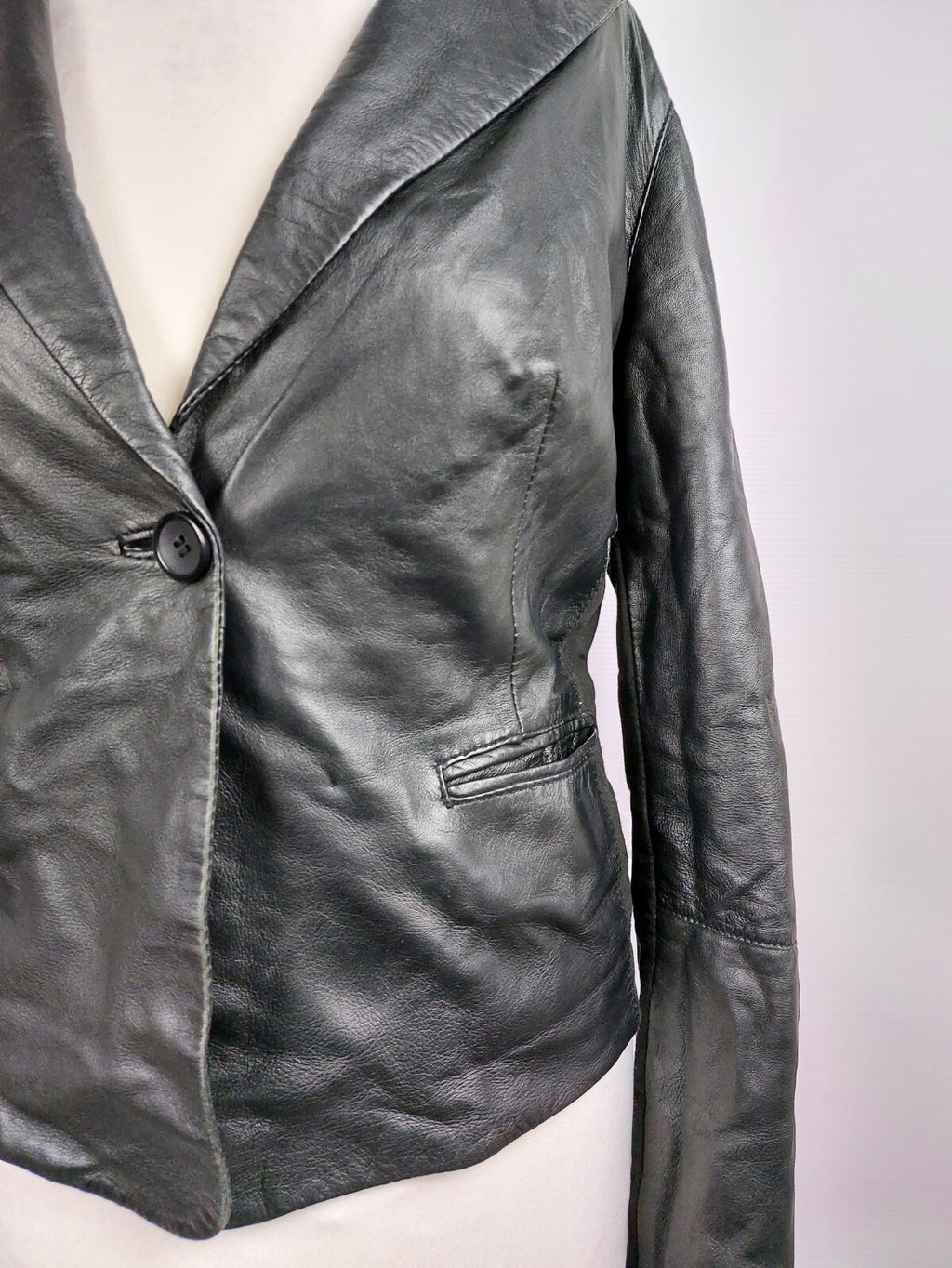 EK1491 Damen Blazer von Oui, schwarz, Gr.40 Echt Leder1