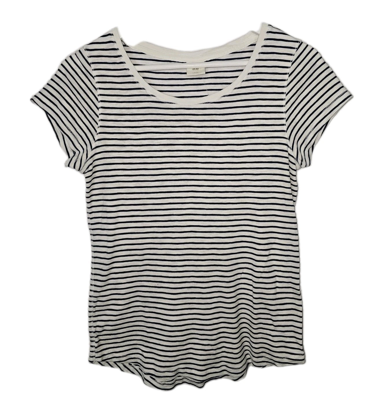 EK6308 Damen T-Shirt von H&M, weiß-dunkelblau, Gr.M0