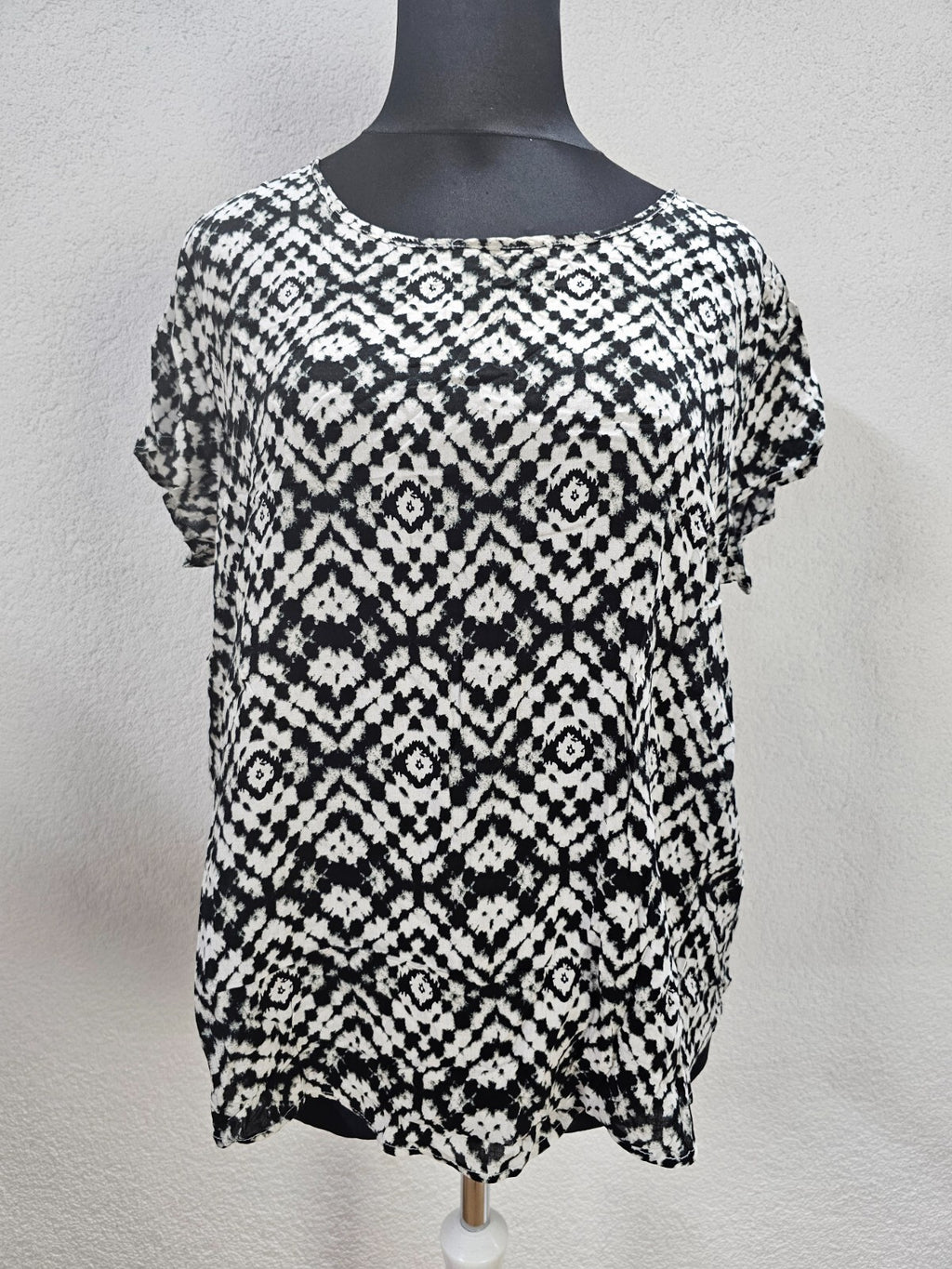 EK0223 Damen Bluse von Up Fashion, schwarz/weiß, Gr. L0