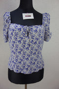 EK4069 Damen Bluse von H&M, blau, weiß geblümt, Gr. XL0