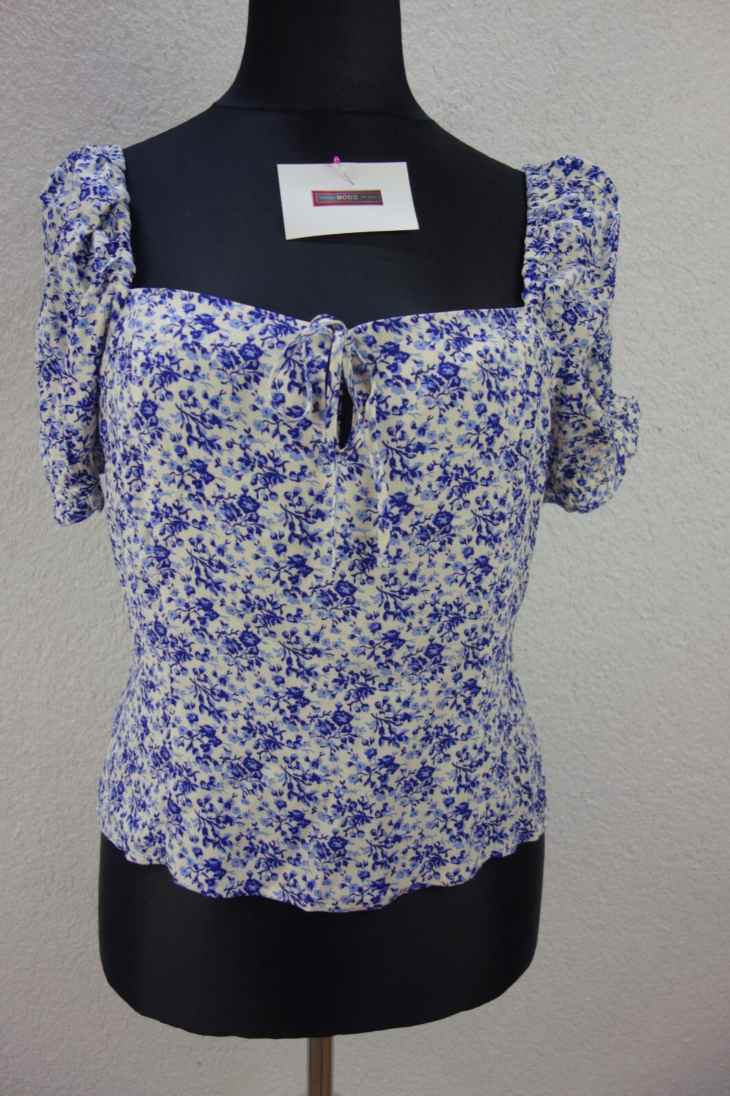 EK4069 Damen Bluse von H&M, blau, weiß geblümt, Gr. XL0