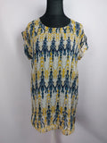 EK4249 Damen Bluse, blau/gelb/beige gemustert, Gr. XL0