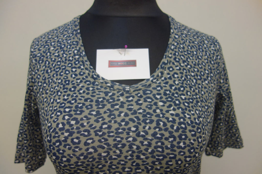 EK2655 Damen Oberteil von Olsen Größe 40 grün, weiß, schwarz gemustert1