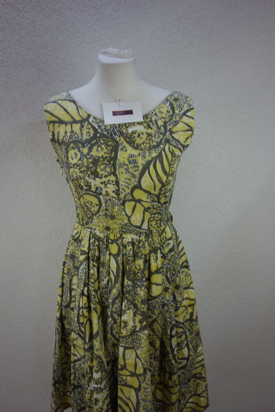 EK4720 Damen Kleid, gelb-grau-weiß gemustert, Gr. XS/S1
