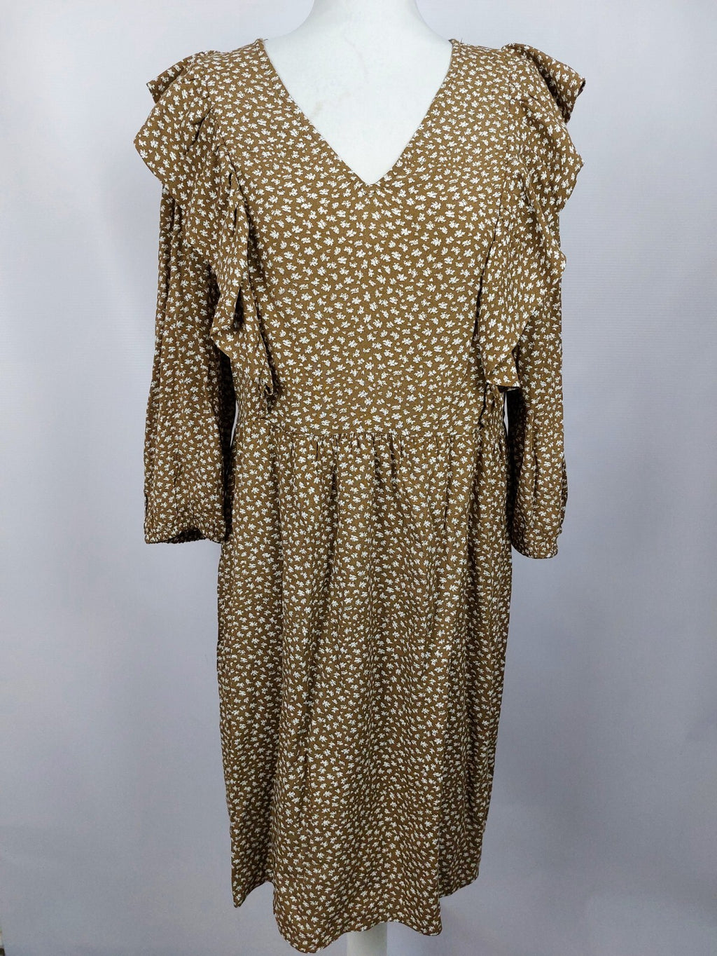 EK4669 Damen Kleid von Object, braun/weiß, Gr. 380