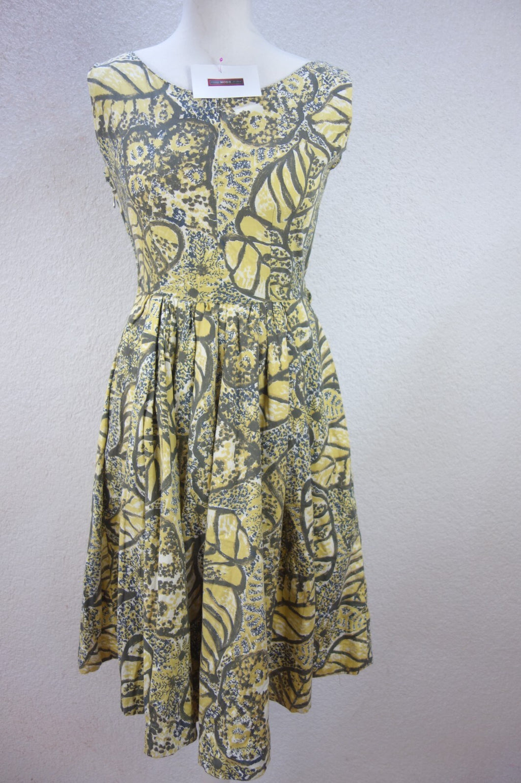 EK4720 Damen Kleid, gelb-grau-weiß gemustert, Gr. XS/S0