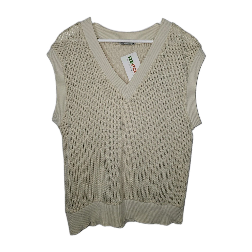EK8824 Damen Pullunder von Zara, beige, Gr.M0