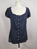 EK5481 Damen Bluse von Esprit, blau, weiß gepunktet, Gr. 360