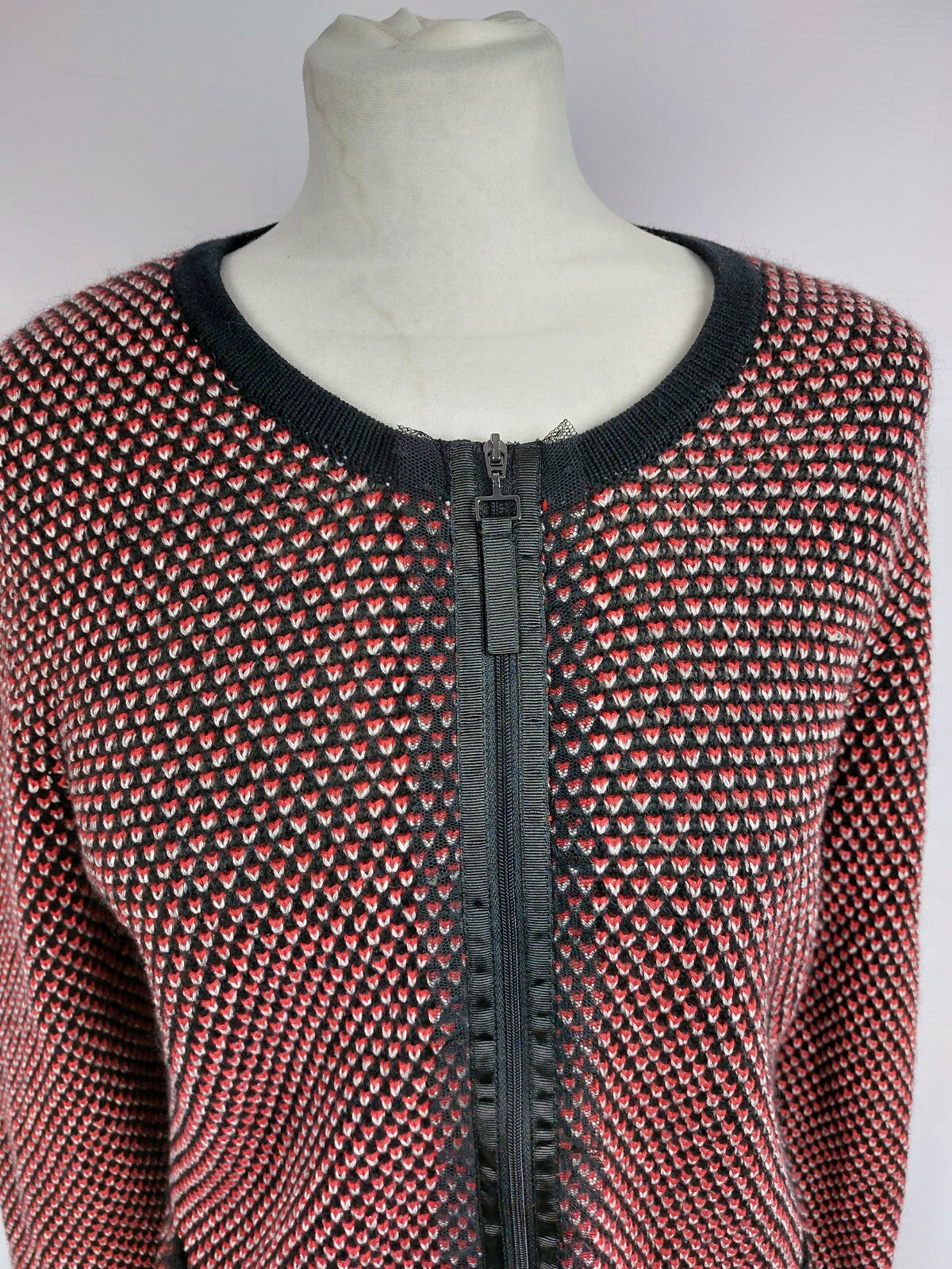 EK4481 Damen Strickjacke von Taifun, rot-schwarz-weiß, Gr.M1
