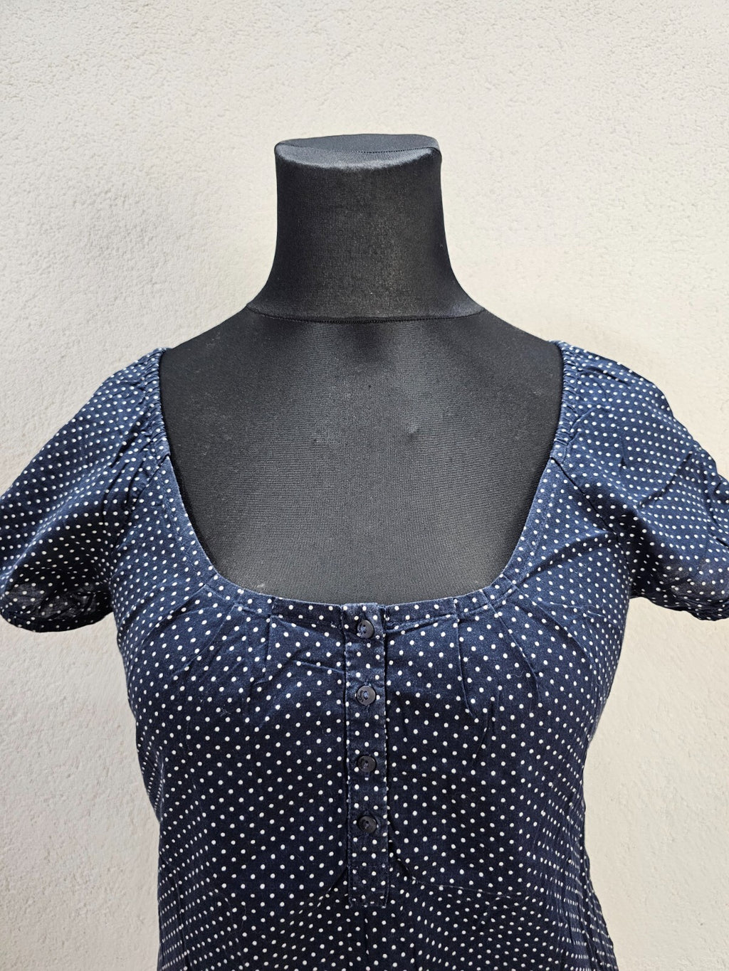 EK5742 Damen Bluse von s.Oliver, dunkelblau, gepunktet, Gr. 361