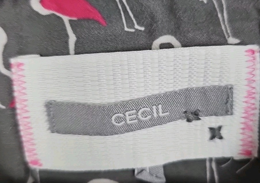 EK9703 Damen T-Shirt Cecil Gr.L Grau Mit Flamingo Design1