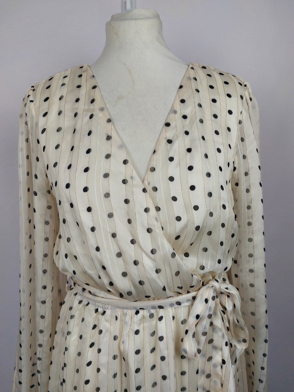 EK4919 Damen Kleid von Loavies, beige, gepunktet, Gr. L1