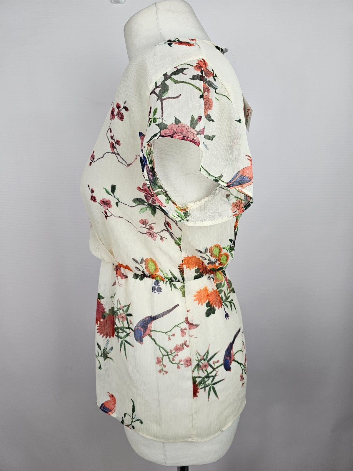 EK5475 Damen Bluse von Zara Trafaluc, beige mit Blumen, Gr. XS3