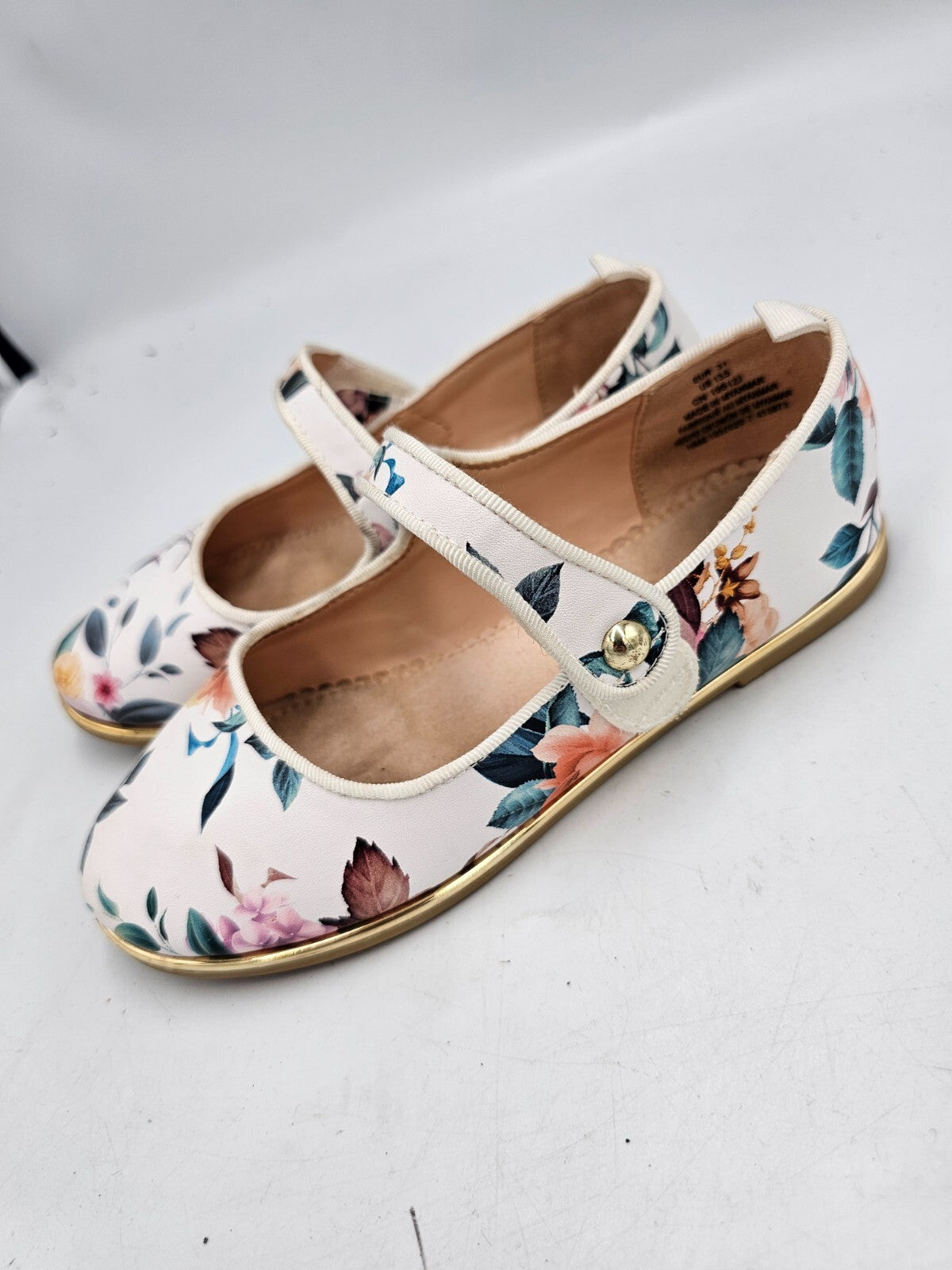 ES0090 Mädchen Ballerinas von H&M, weiß, Blumen, gr. 312