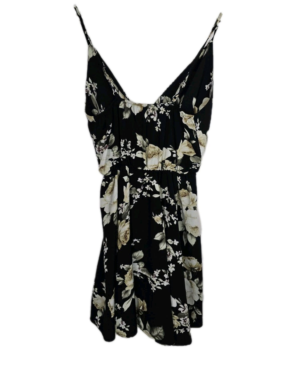 EK9646 Damen Kleid, schwarz mit Blumenmuster, Gr.M2