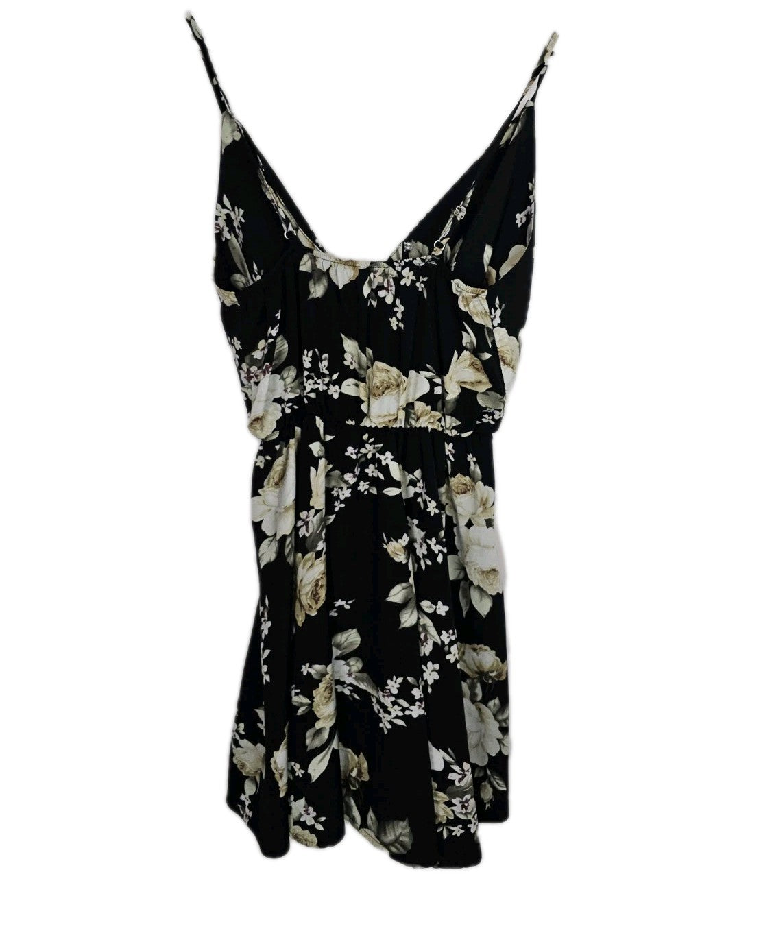 EK9646 Damen Kleid, schwarz mit Blumenmuster, Gr.M2