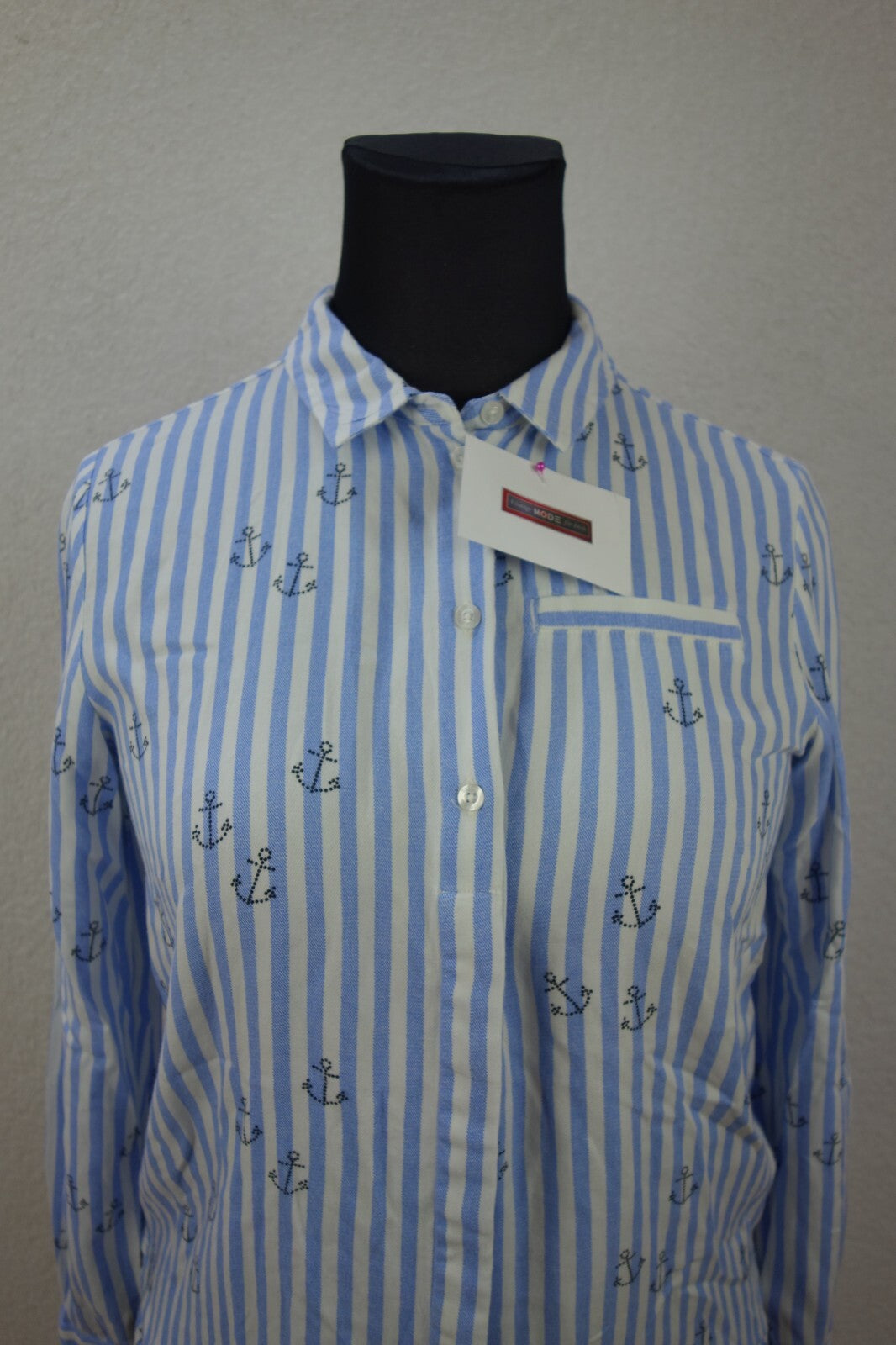 EK3756 Damen Bluse von Street One, weiß/blau gestreift, Gr. 361