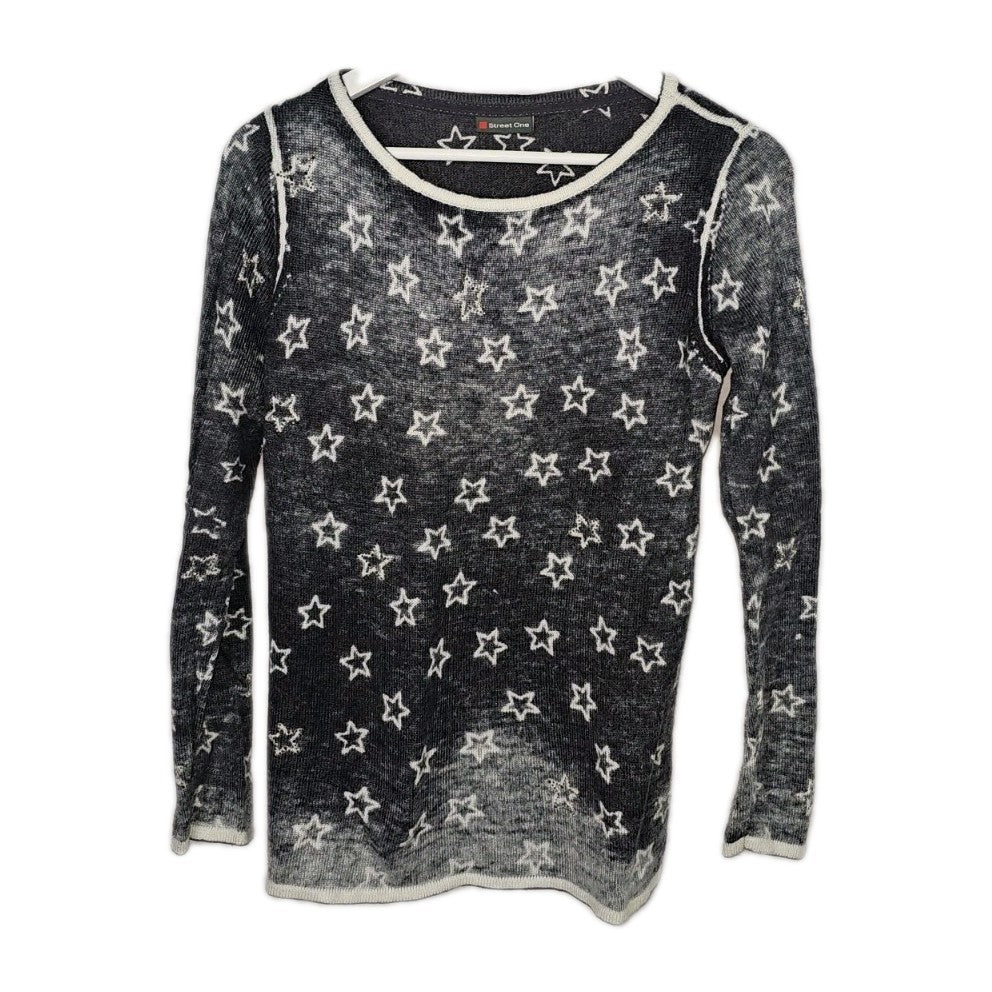 EK8772 Damen Pullover von Street One, Grau mit weißen Sternen, Gr. 400