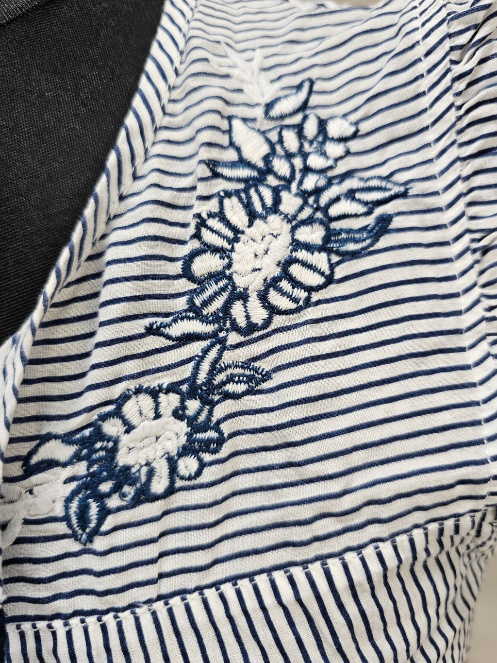 EK5932 Damen Bluse von Gina, weiß/blau gestreift, Gr. 405
