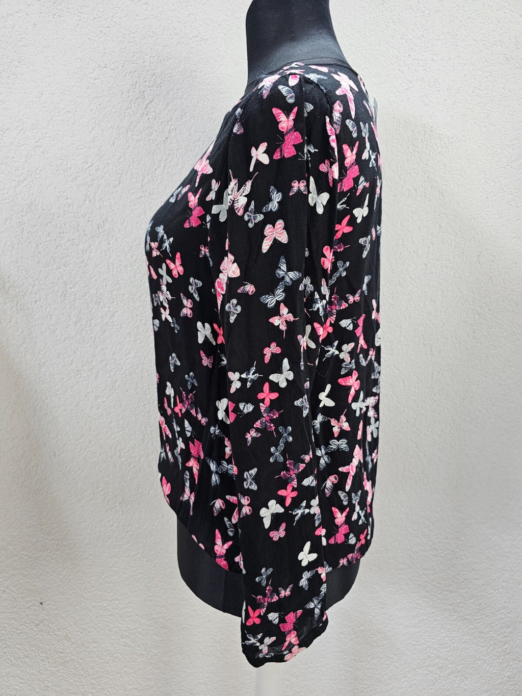 EK5960 Damen Bluse von Kenny S. schwarz, Schmetterlinge, Gr. L2