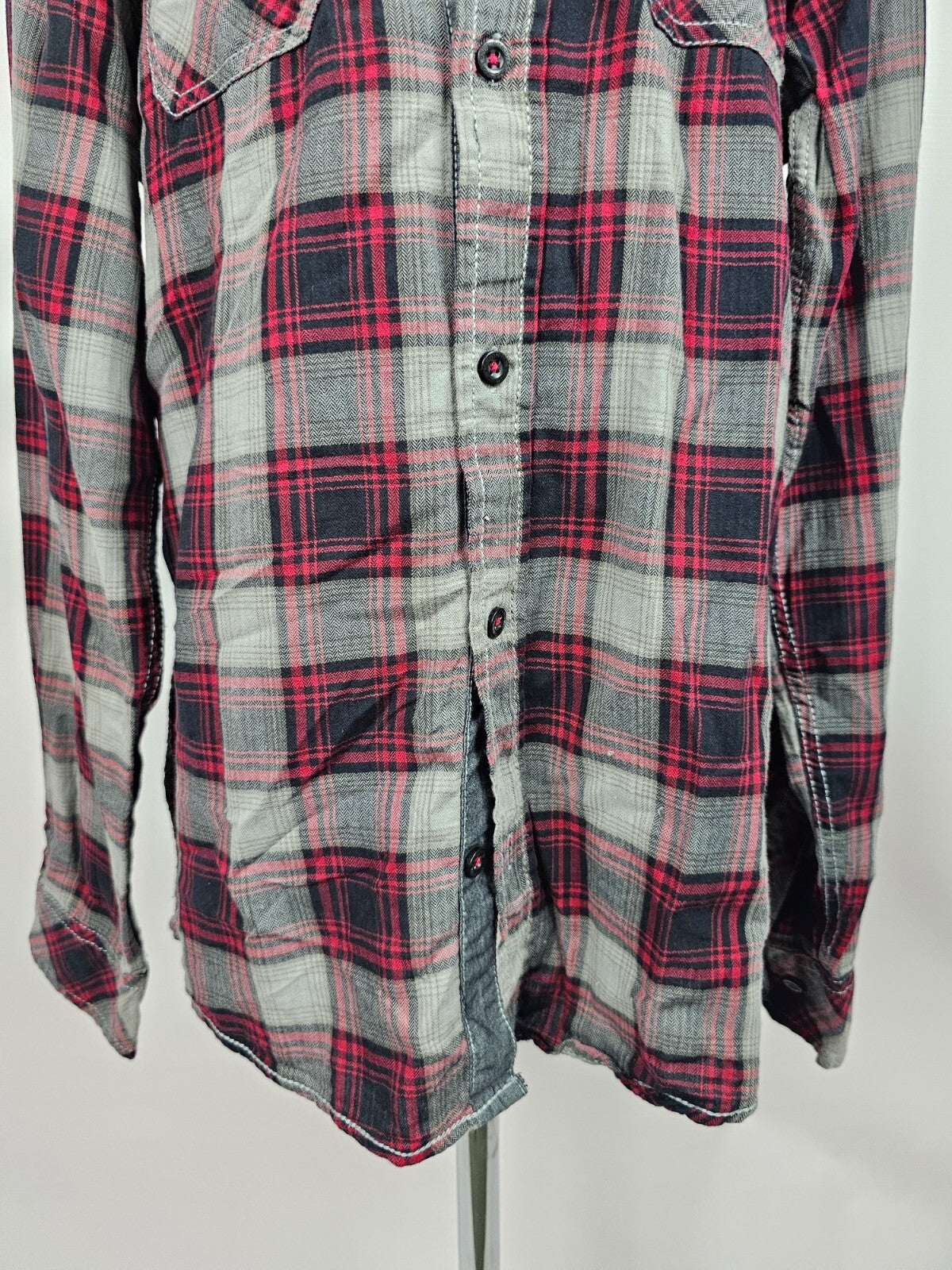 EK5608 Mädchen Bluse von C&A, grau/rot, kariert, Gr. 170/1762