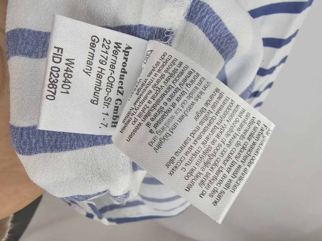 EK8756 Damen Bluse von Création, Blau/Weiß, Gr. 403