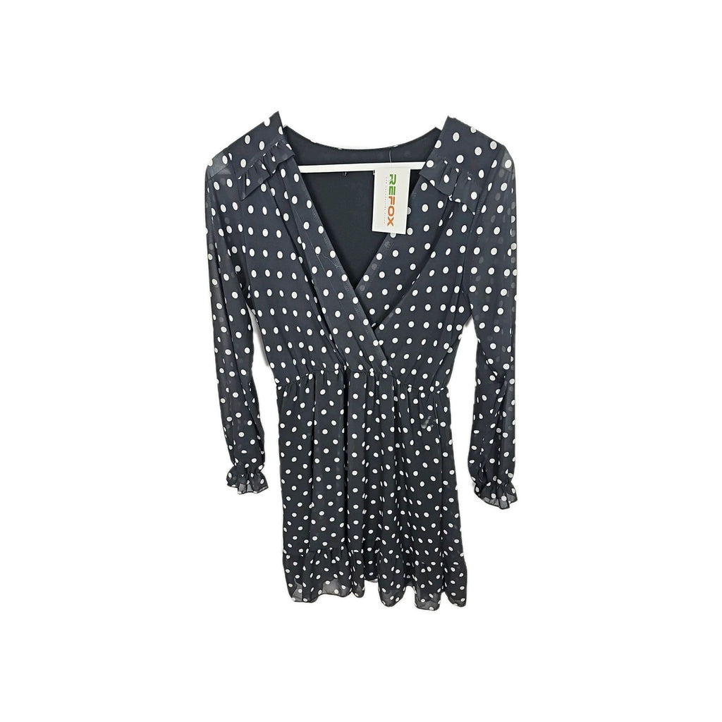 EK9225 Damenkleid Blau Gepunktet Gr.M0