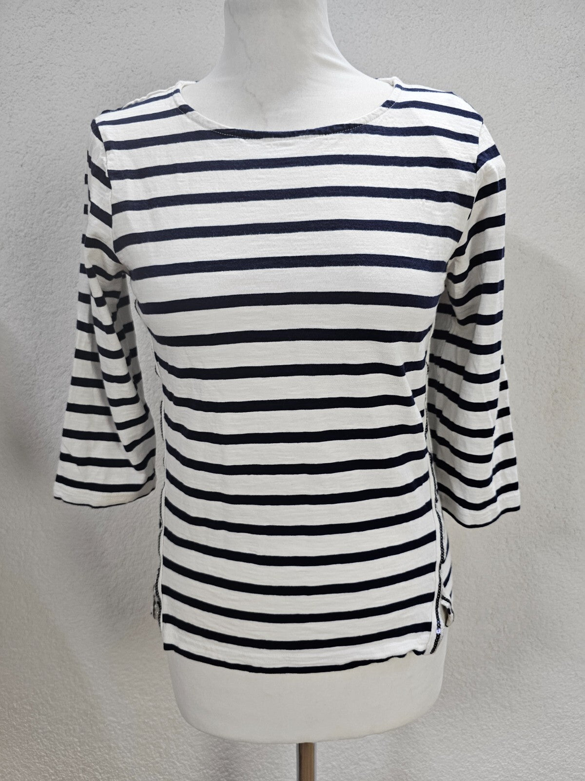 EK2112 Damen Shirt von Woman by Tchibo, weiß/blau gestreift, Gr. 36/380