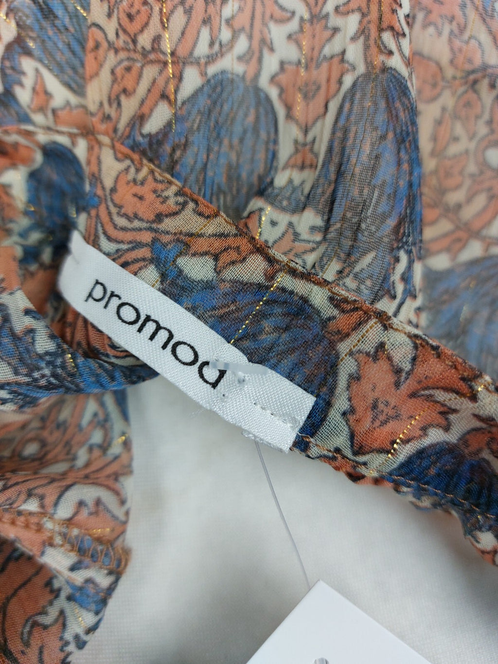 EK1803 Damen Bluse von Promod, blau/orange, Gr. S3